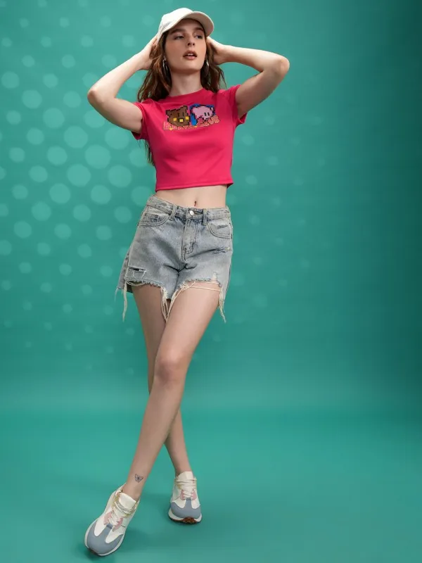 Tokyo Talkies Women Pink Printed Regular Top