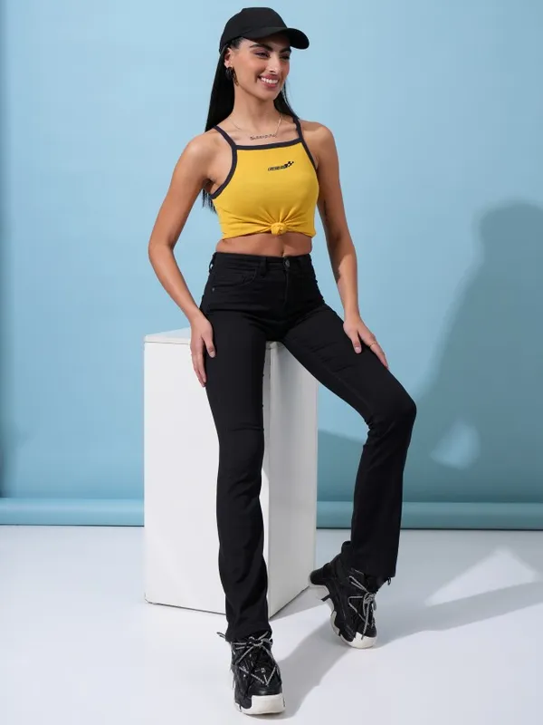  Tokyo Talkies Women Yellow Solid Fitted Tops