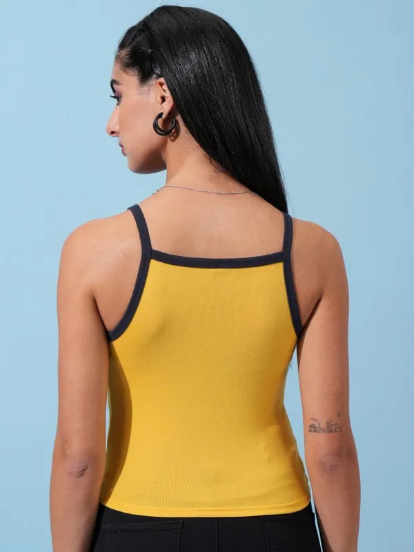  Tokyo Talkies Women Yellow Solid Fitted Tops