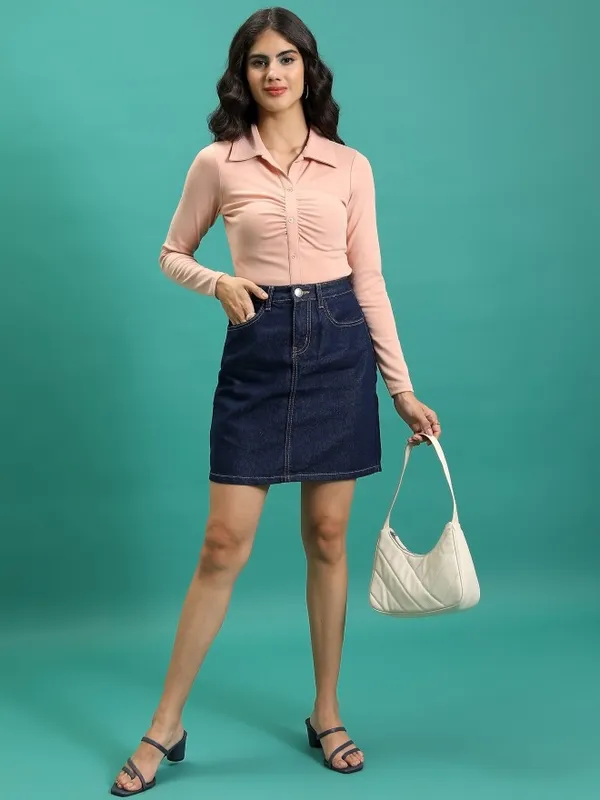 Solid Shirt Style Top
