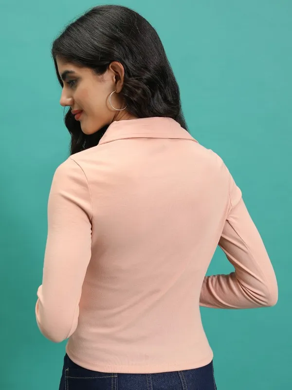 Solid Shirt Style Top