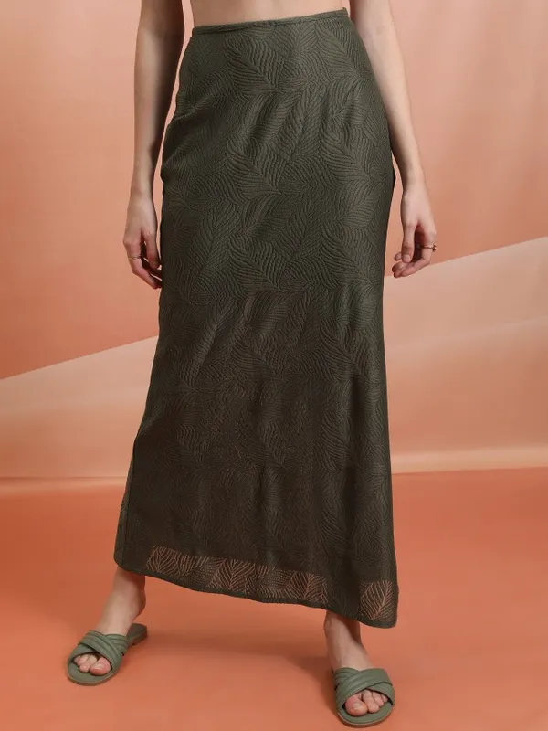  Tokyo Talkies Women Olive Maxi Skirts