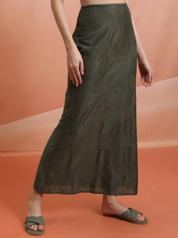  Tokyo Talkies Women Olive Maxi Skirts