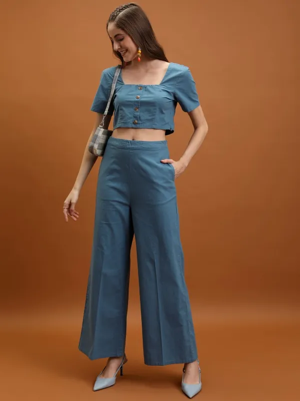 Tokyo Talkies Women Blue Top With Trouser