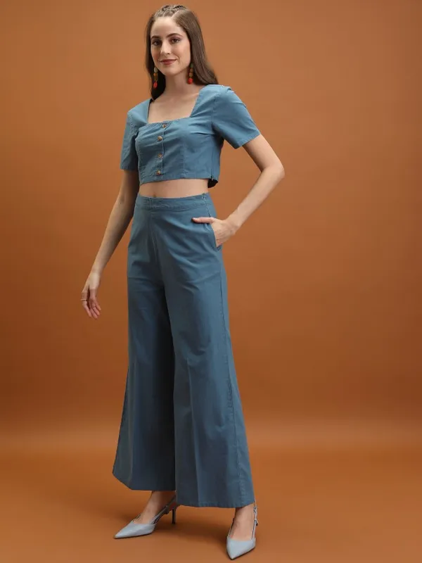Tokyo Talkies Women Blue Top With Trouser