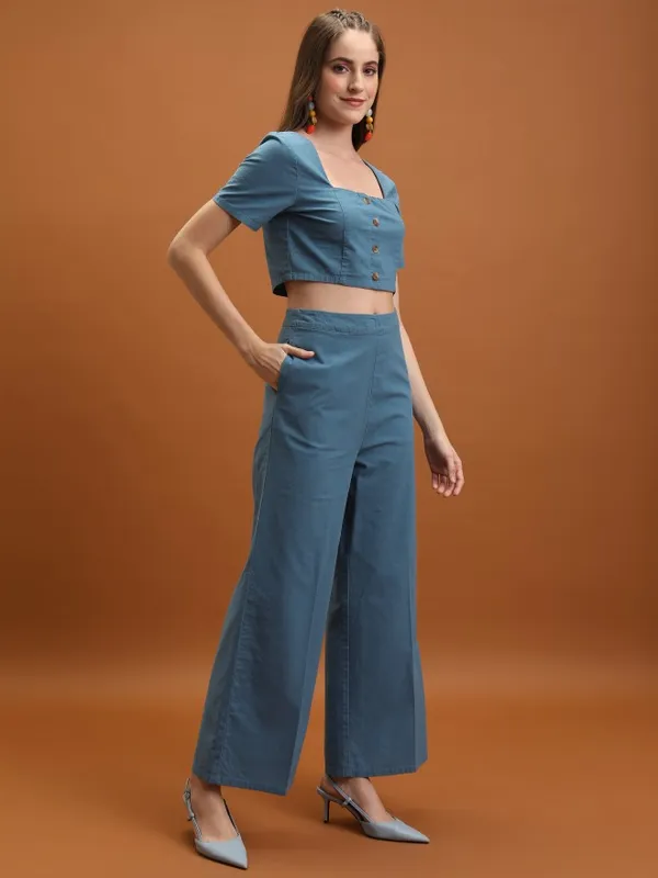 Tokyo Talkies Women Blue Top With Trouser