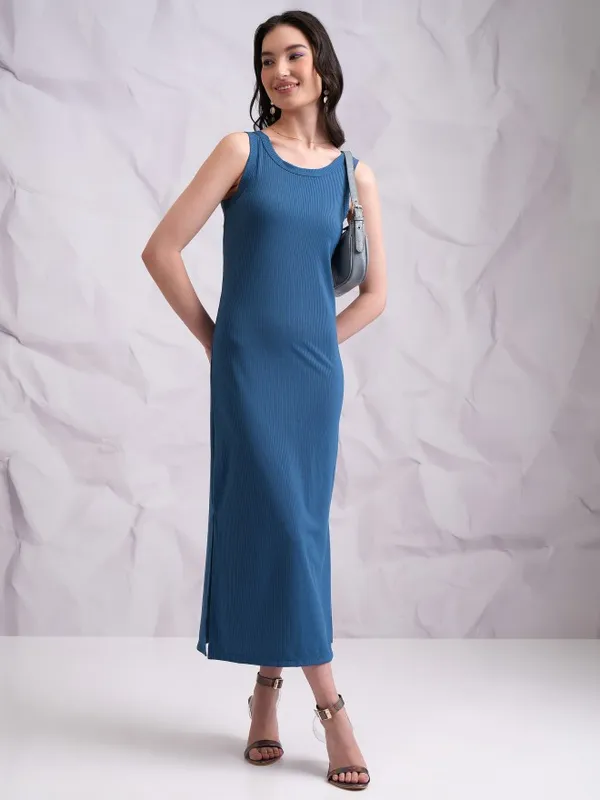 Tokyo Talkies Women Blue Solid Sheath Dresses