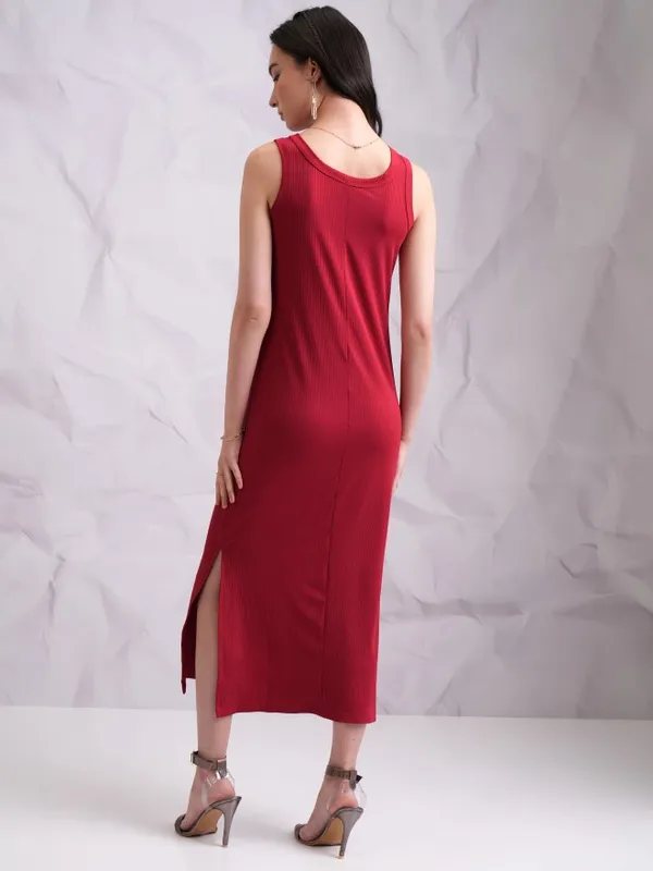 Tokyo Talkies Women Red Solid Sheath Dresses