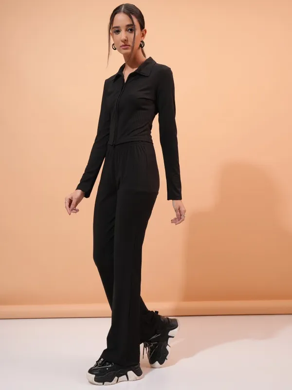 Tokyo Talkies Women Black Top With Trouser Co-Ords