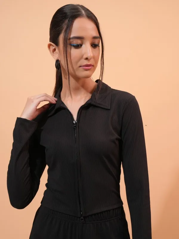 Tokyo Talkies Women Black Top With Trouser Co-Ords