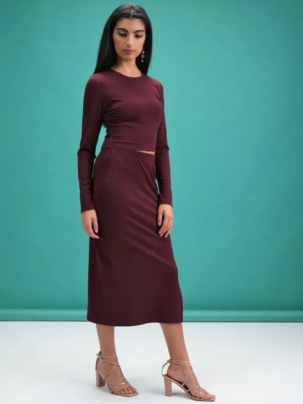  Tokyo Talkies Women Burgundy Co-Ords