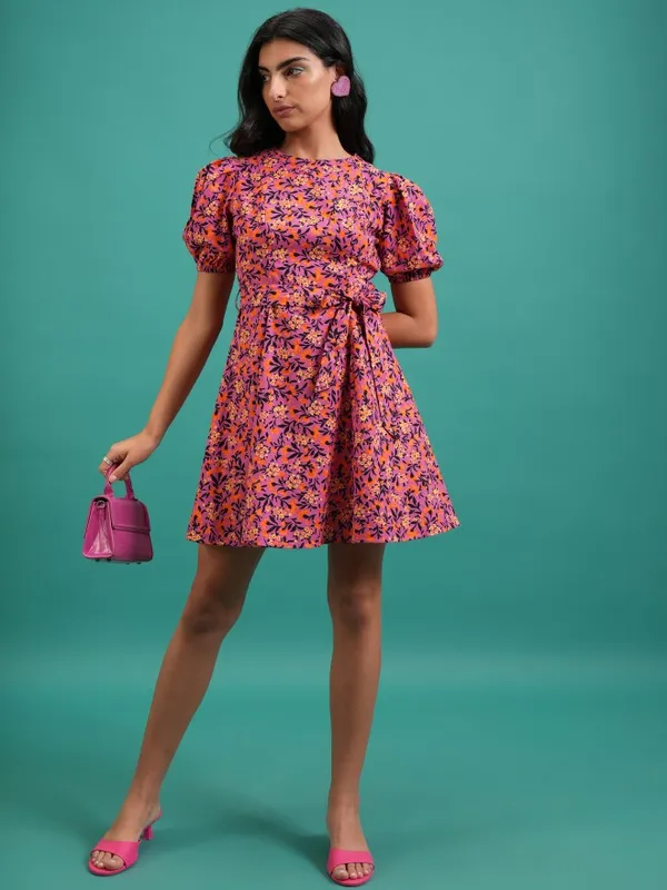 Printed A-Line Dress