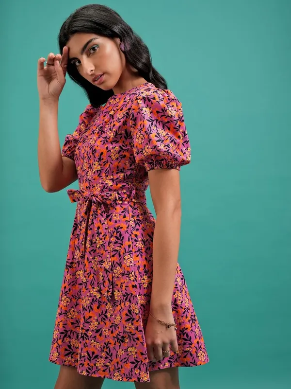 Printed A-Line Dress