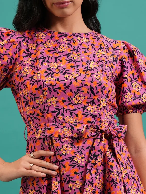 Printed A-Line Dress