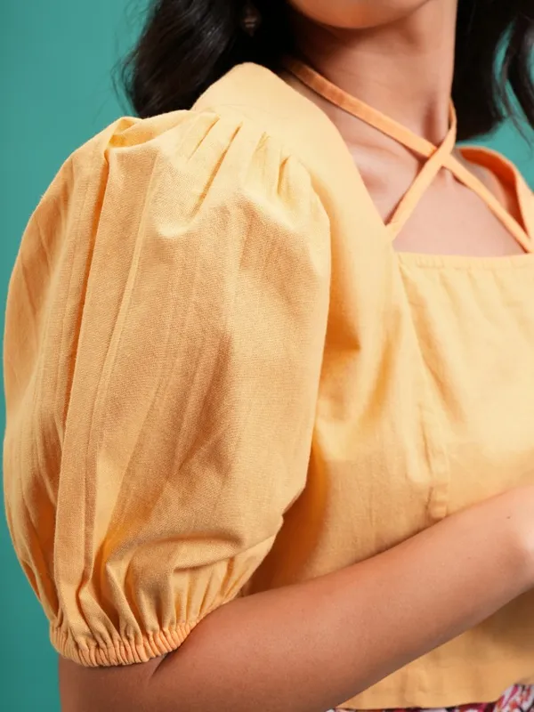 Tokyo Talkies Women Yellow Solid Regular Top