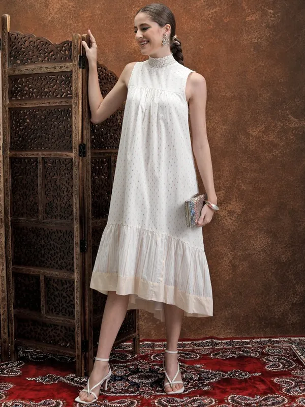  Vishudh Women Off White Printed A-Line Dresses