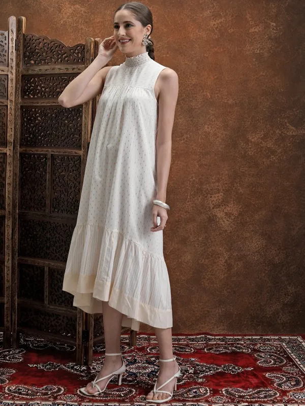  Vishudh Women Off White Printed A-Line Dresses