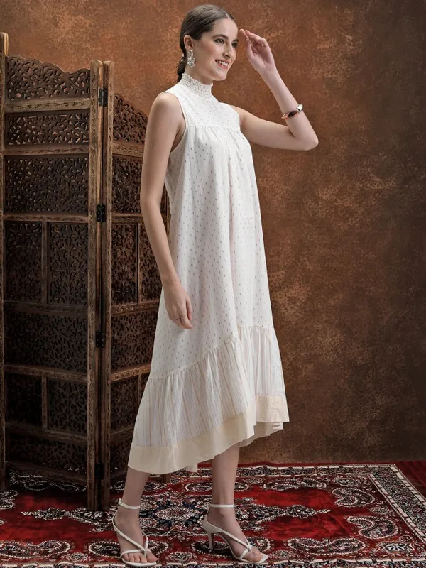  Vishudh Women Off White Printed A-Line Dresses