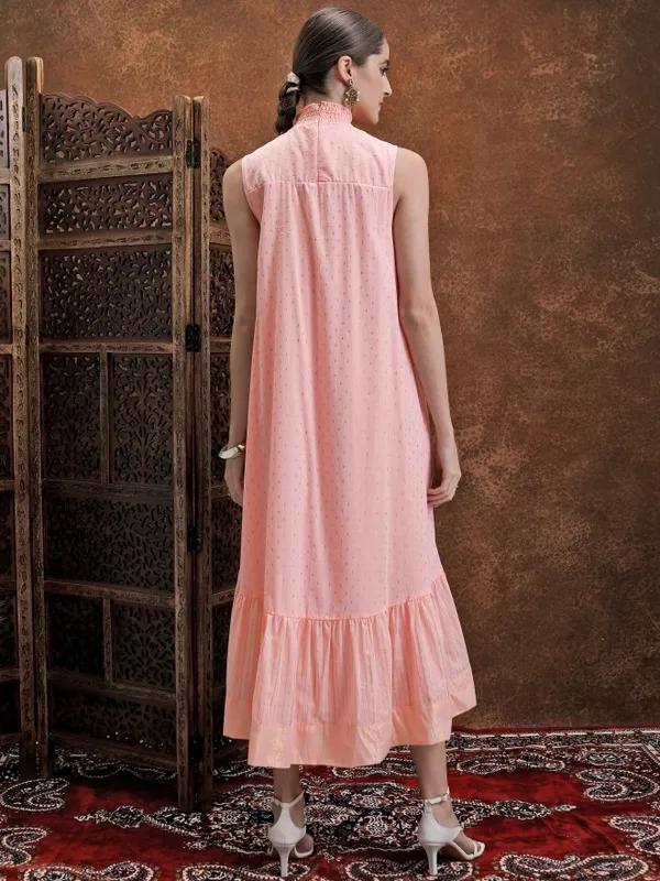  Vishudh Women Peach Printed A-Line Dresses