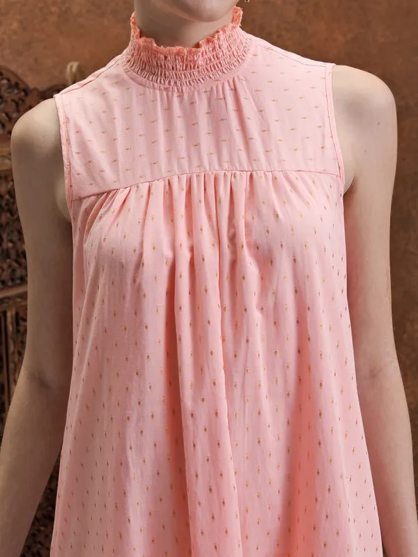  Vishudh Women Peach Printed A-Line Dresses