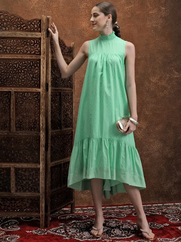  Vishudh Women Green Printed A-Line Dresses
