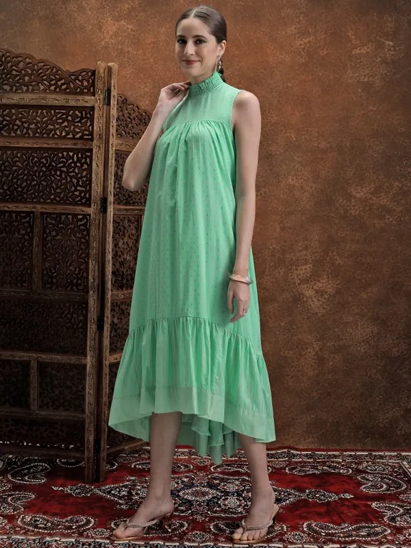  Vishudh Women Green Printed A-Line Dresses