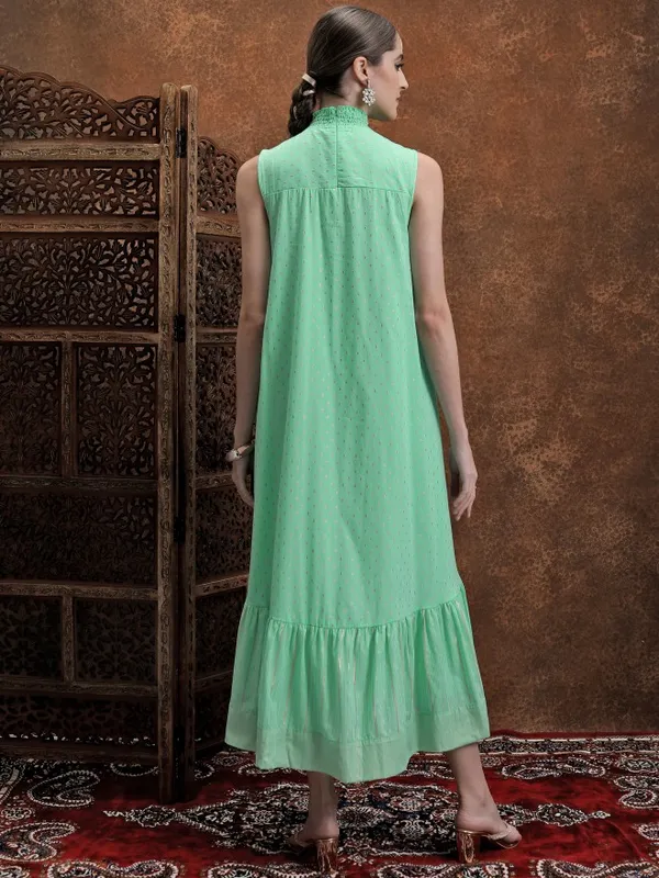  Vishudh Women Green Printed A-Line Dresses