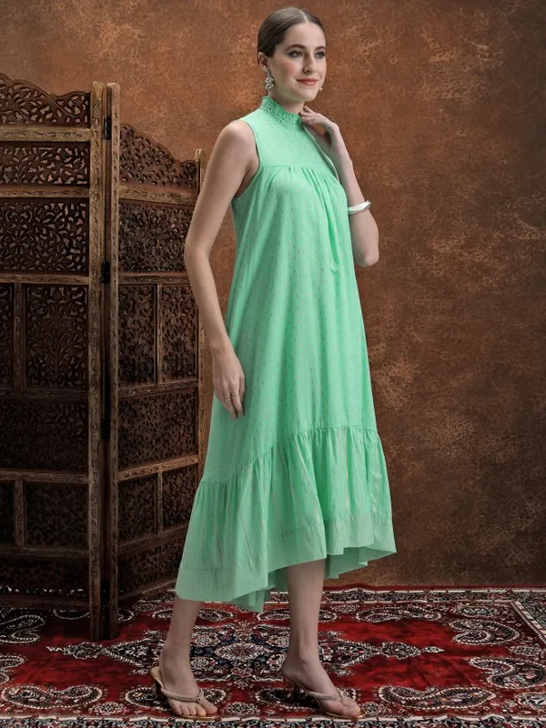  Vishudh Women Green Printed A-Line Dresses