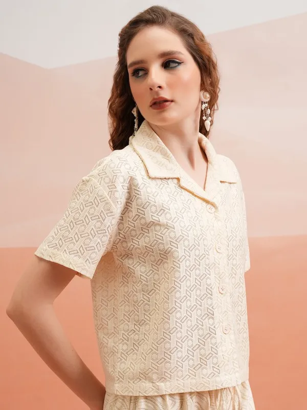 Self Design Shirt Style Top