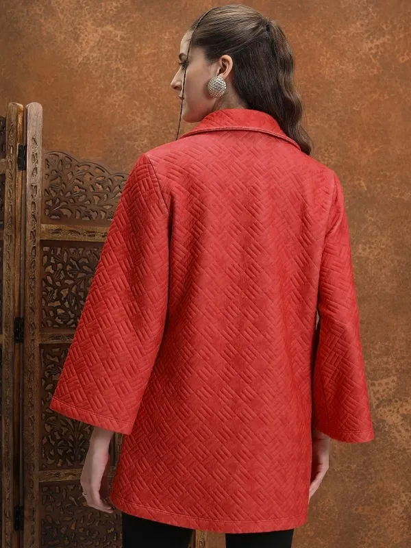 Vishudh Women Red Open Front Jacket