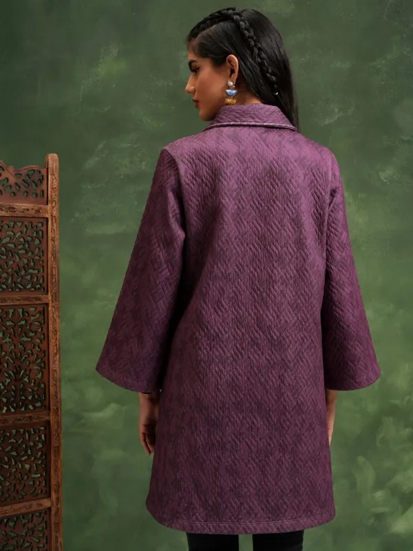 Vishudh Women Purple Quilted Jacket