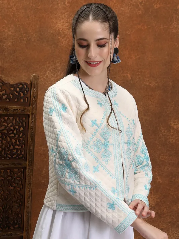 Women Self Design Jacket