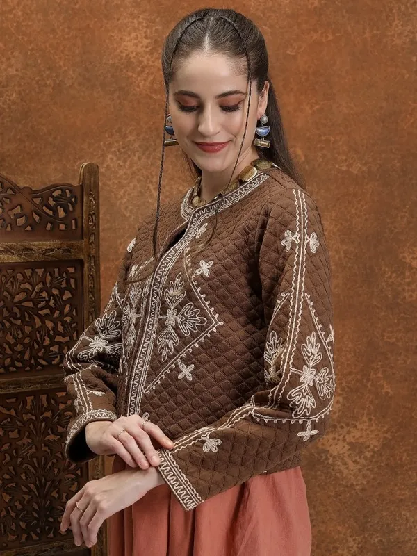 Women Self Design Jacket