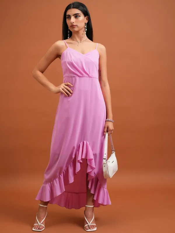  Tokyo Talkies Women Pink Solid Maxi Dresses