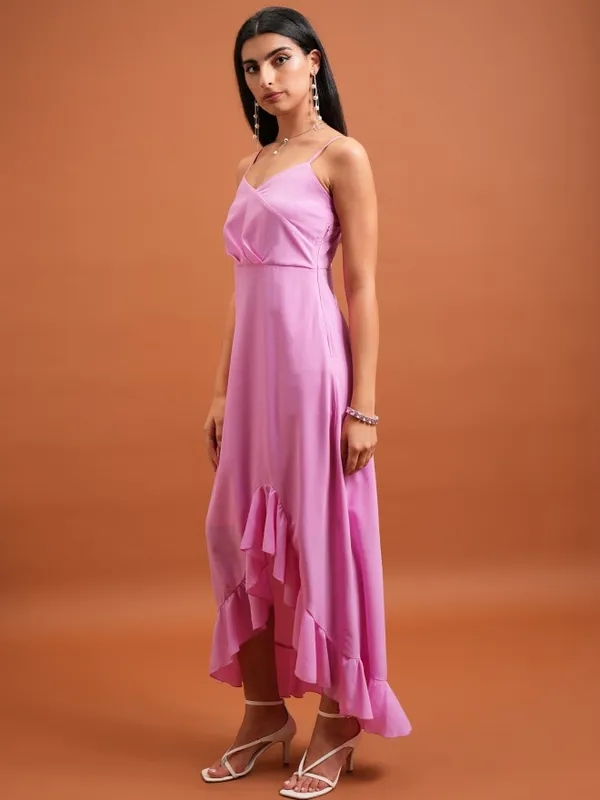  Tokyo Talkies Women Pink Solid Maxi Dresses