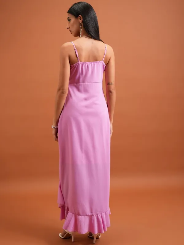  Tokyo Talkies Women Pink Solid Maxi Dresses