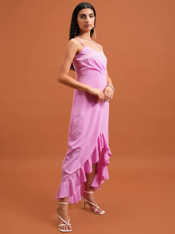  Tokyo Talkies Women Pink Solid Maxi Dresses