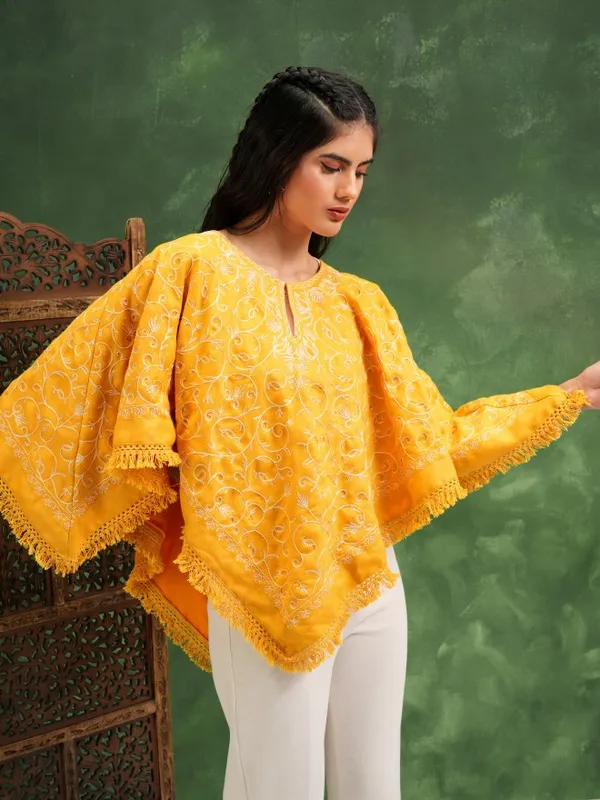 Embroidered Kaftan Top
