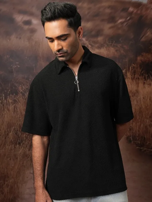 Self Design Polo Collar T-shirt