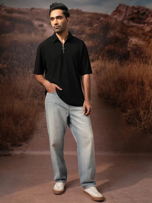 Self Design Polo Collar T-shirt
