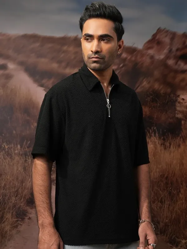 Self Design Polo Collar T-shirt