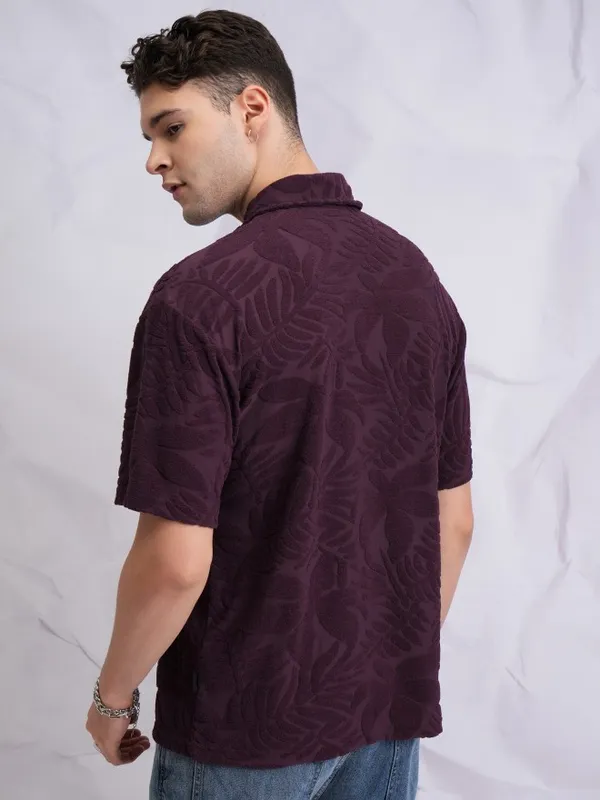 Self Design Polo Collar T-Shirt