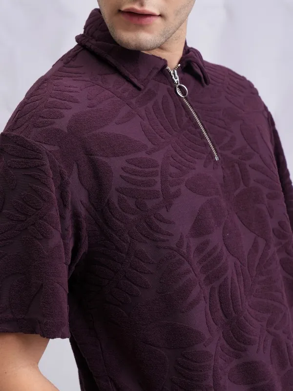 Self Design Polo Collar T-Shirt