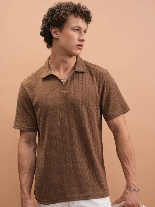 Self Design Polo Collar T-Shirt