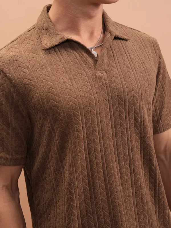Self Design Polo Collar T-Shirt