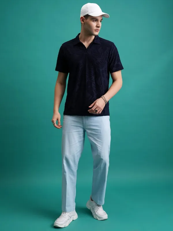 Self Design Polo Collar T-Shirt