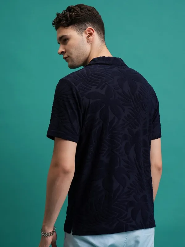 Self Design Polo Collar T-Shirt