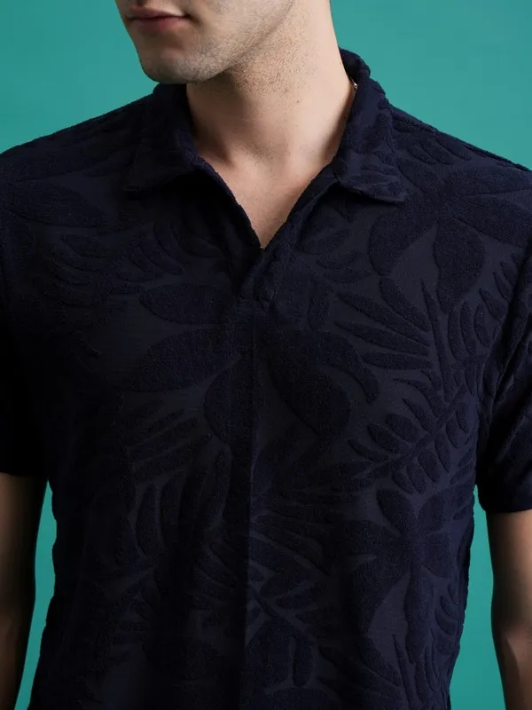 Self Design Polo Collar T-Shirt