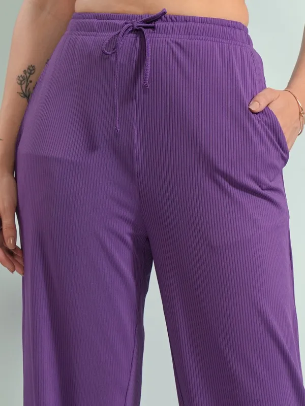 Tokyo Talkies Women Purple Top With Trouser Co-Ords
