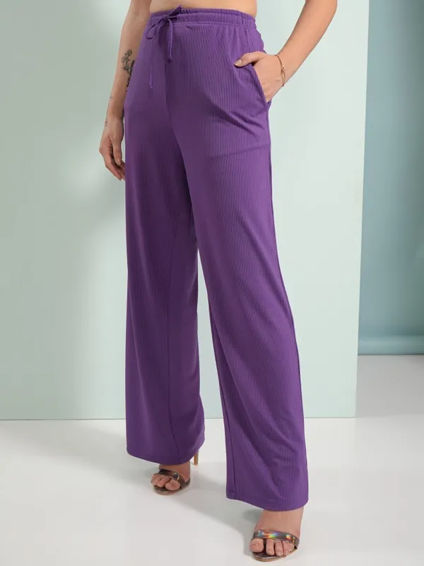 Tokyo Talkies Women Purple Top With Trouser Co-Ords